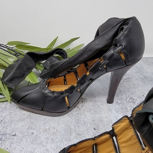 Yves Saint Laurent | Sexy Black Ankle Wrap Heels Size EU 37.5 - Picture 7 of 14
